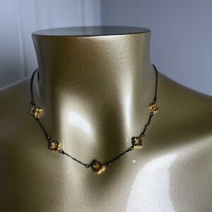 Melania Clara Black Clover Necklace